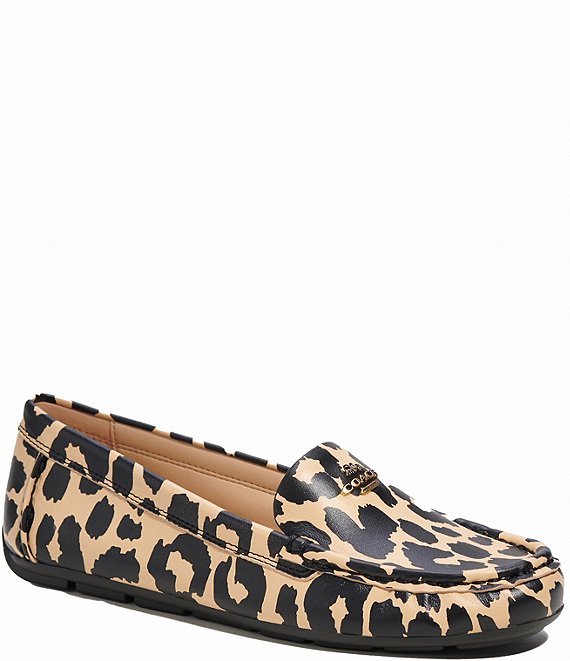 COACH Marley Leather Leopard Slip-On Drivers | Dillard's