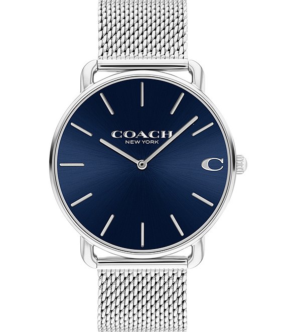 COACH Men's Elliot Quartz Analog Silver Mesh Bracelet Watch