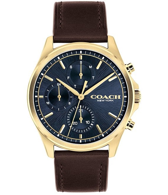 COACH Men's Oliver Multifunction Leather Strap Watch
