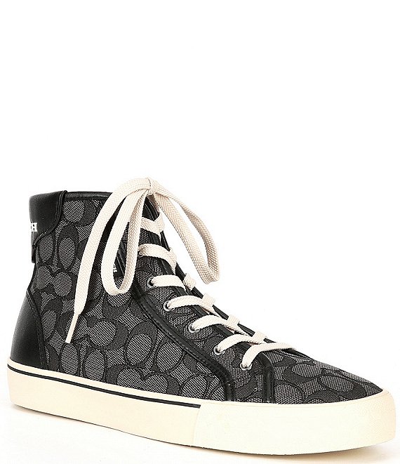 Coach Mens Skate Leather Signature Jacquard Hi Top Sneakers Dillards 7035