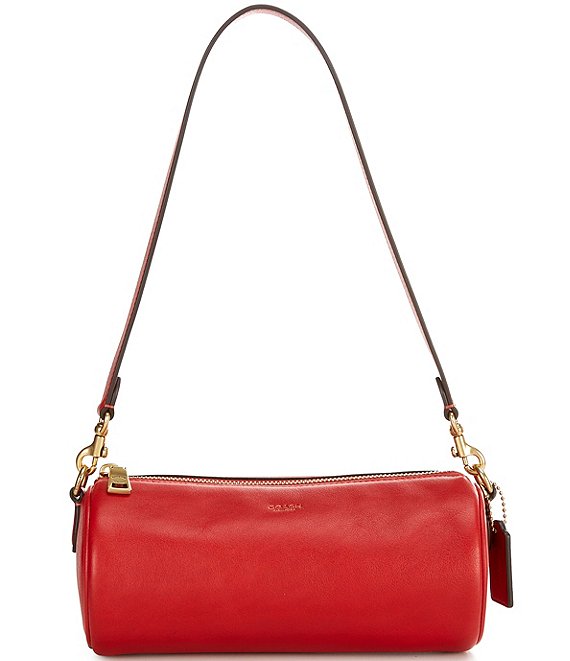 COACH Small Natural Grain Leather East West Barrel Bag