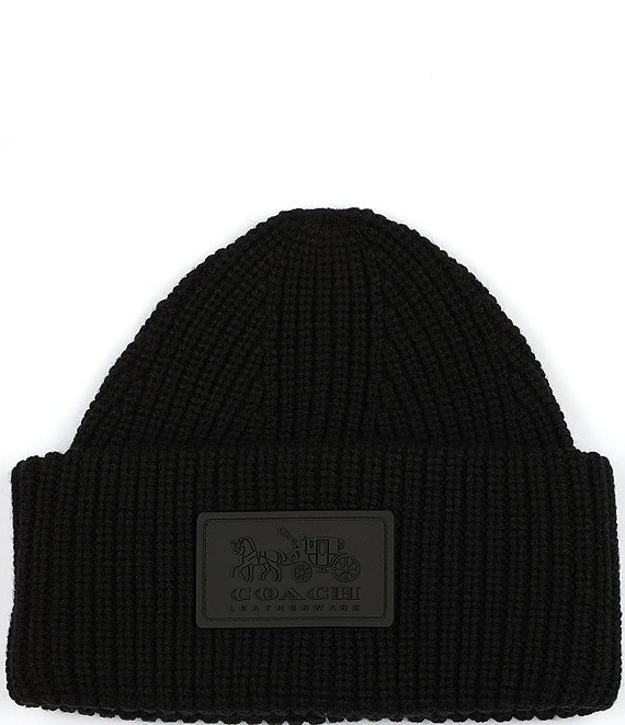 COACH Ribbed Knit Patch Beanie Dillard's