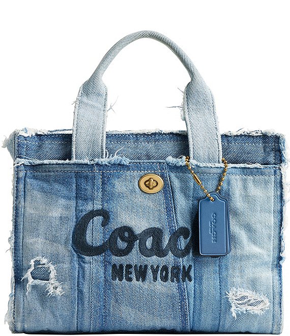 COACH Patchwork Loved Denim Cargo Tote Handle Bag 26