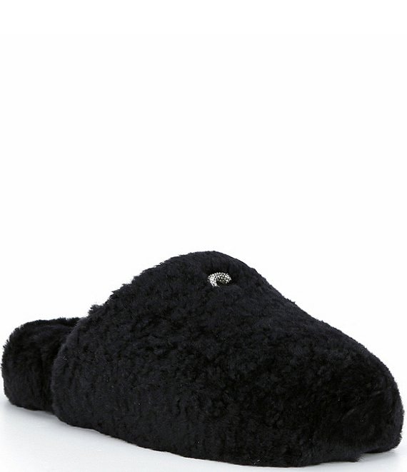 COACH Pave Signature C Shearling Logo Slippers
