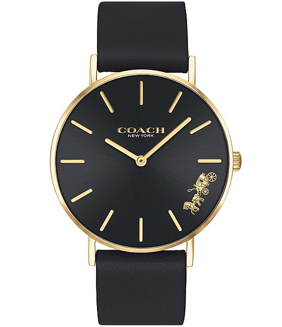 Color:Black - Image 1 - Perry Black Leather Horse and Carriage Watch