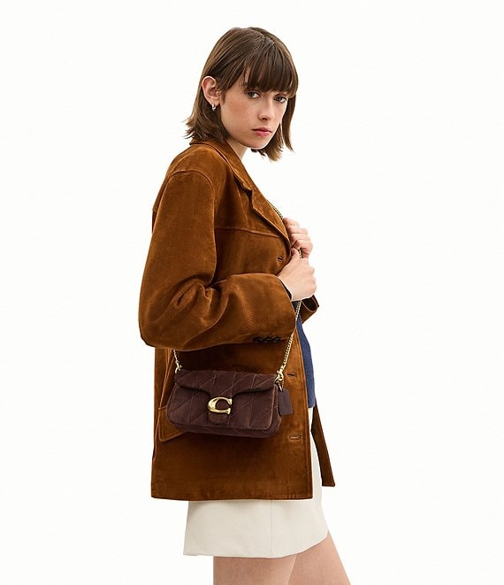 COACH Tabby 19 Quilted Suede Chain Crossbody Wristlet Bag | Dillard's