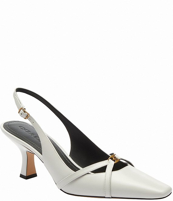 COACH Rowyn Leather Logo Detail Slingback Pumps
