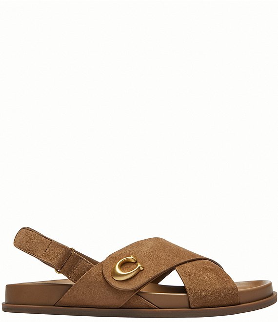 COACH Sculpted C Criss Cross Suede Sandals | Dillard's