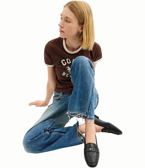 【SALE!】COACH レザー ローファー US5 Cロゴ付き チョーク COACH Sculpted C Logo Leather Loafers | Dillard's