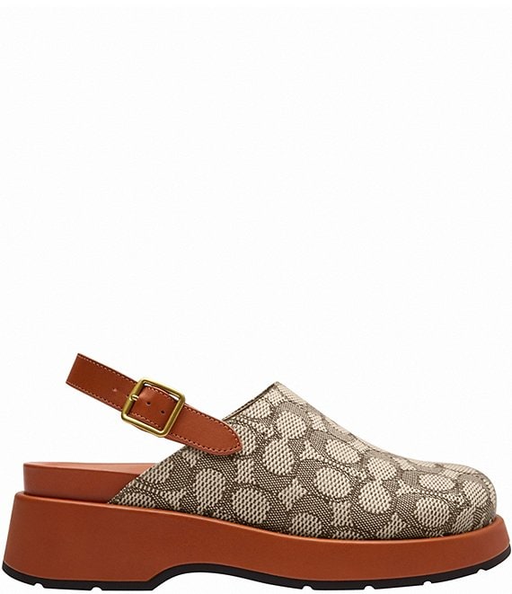 COACH Sculpted C Signature Logo Jacquard Platform Clogs | Dillard's