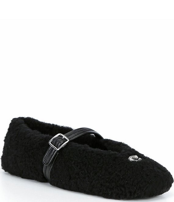 COACH Shearling And Suede Sculpted C Mary Jane Flats