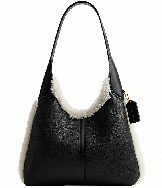 COACH Shearling Brooklyn Shoulder Bag 28, Black - Image 1