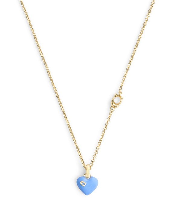 COACH Signature C Enamel Heart Short Pendant Necklace