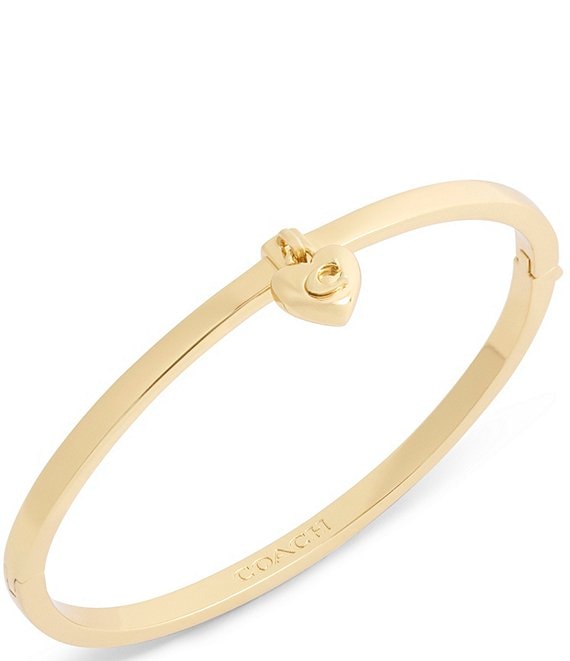 COACH Signature C Heart Charm Bangle Bracelet