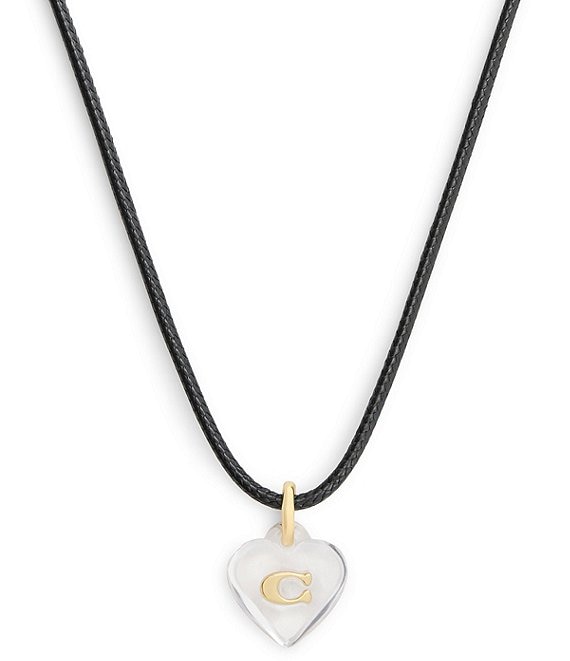 COACH Signature C Resin Heart Short Pendant Necklace