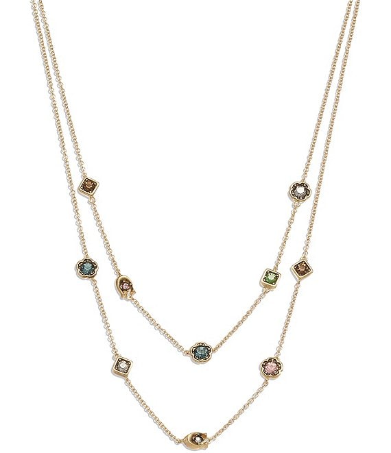 COACH Signature Gem Layered Crystal Collar Necklace | Dillard's