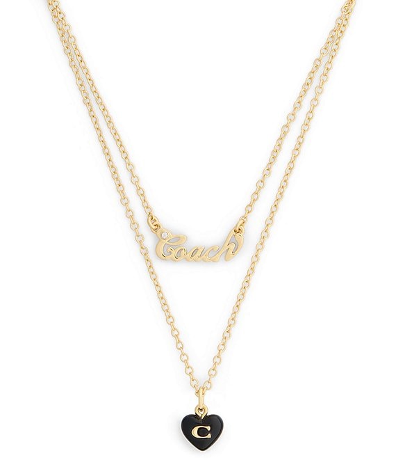 COACH Signature Heart Resin Short Multi-Strand Necklace