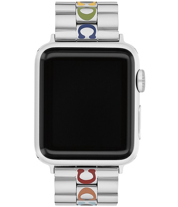 Color:Silver/Rainbow - Image 1 - Signature Link Stainless Steel 38/40mm Bracelet for Apple Watch®