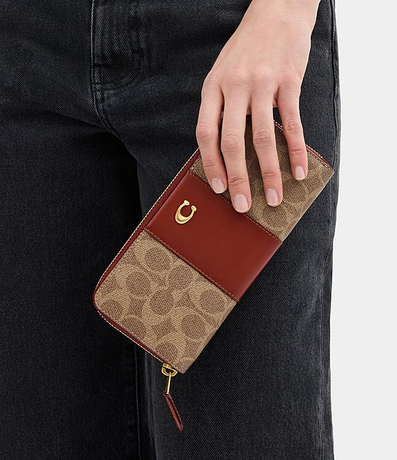 COACH Signature Logo Essential Slim Accordion Zip Wallet | Dillard's