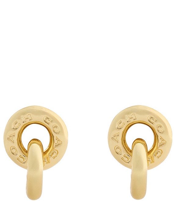 COACH Signature Logo Interlocking Ring Drop Earrings