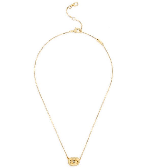 COACH Signature Logo Interlocking Ring Short Pendant Necklace