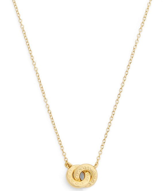 COACH Signature Logo Interlocking Ring Short Pendant Necklace