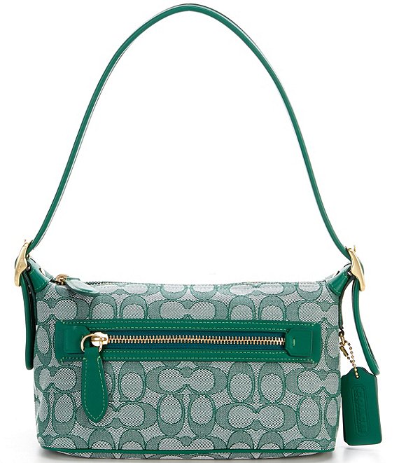 Color:Green - Image 1 - Signature Logo Jacquard Demi Shoulder Bag