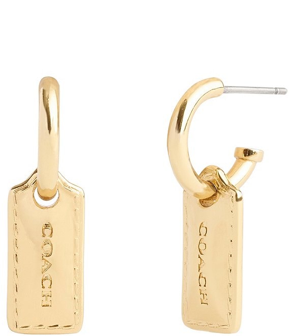 人気ランキング COACH Signature Stitched Hangtag Charm Huggie Hoop Earrings アクセサリー