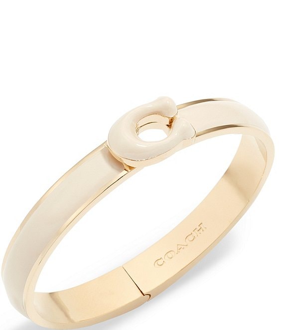 Color:White/Gold - Image 1 - Signature Tabby Bangle Bracelet