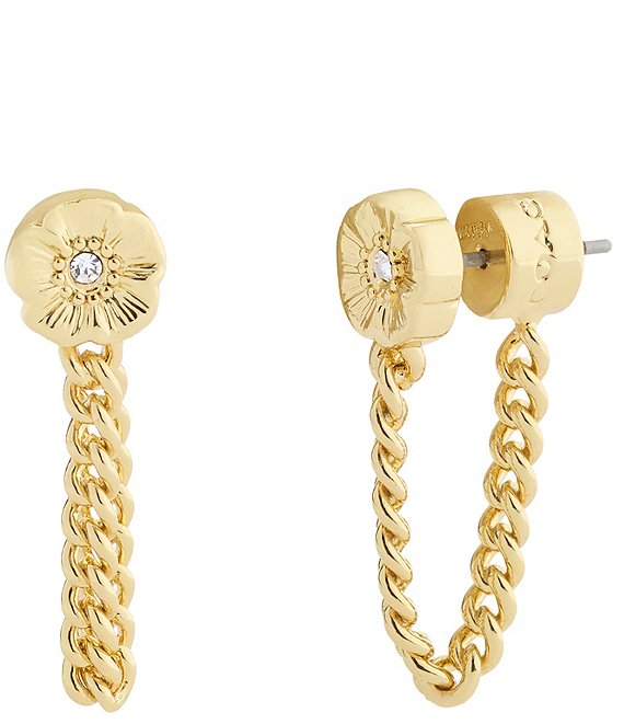 COACH Signature Tea Rose Front Back Earrings