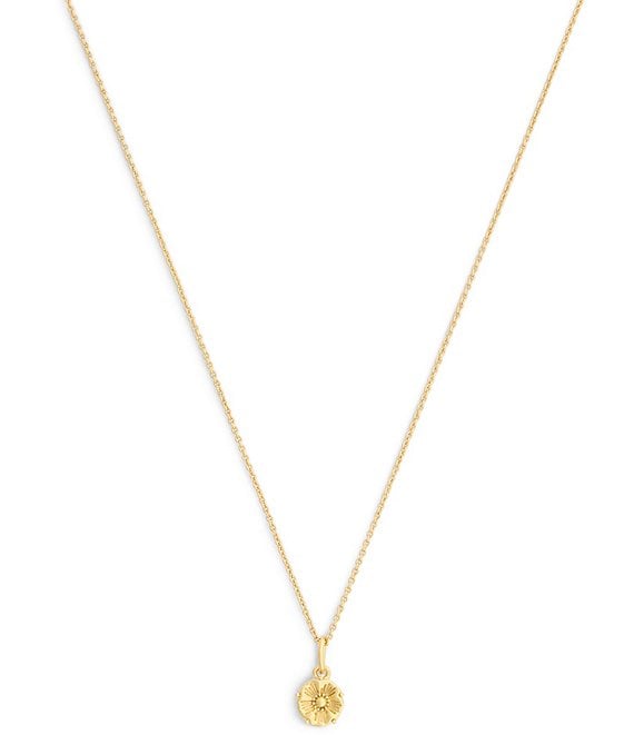 COACH Signature Tea Rose Prong Short Pendant Necklace
