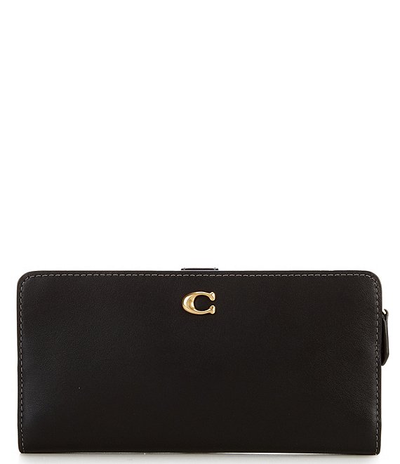 Color:Black - Image 1 - Smooth Leather Skinny Wallet