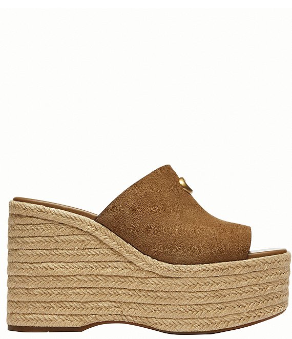 COACH Suede Espadrille Platform Wedge Slide Sandals | Dillard display picture 1