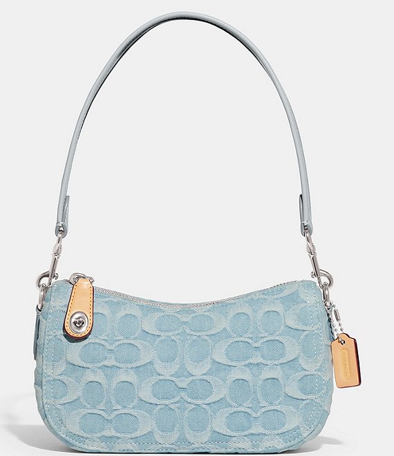 NWT COACH Cara Blue Pewter Pool Satchel Crossbody Leather Shoulder Purse  Handbag - Women's handbags