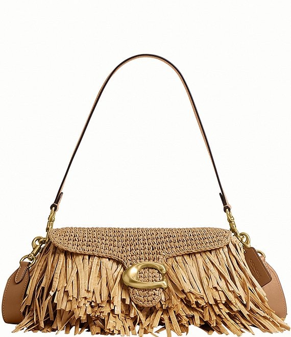 COACH Tabby 26 Straw Fringe Shoulder Bag