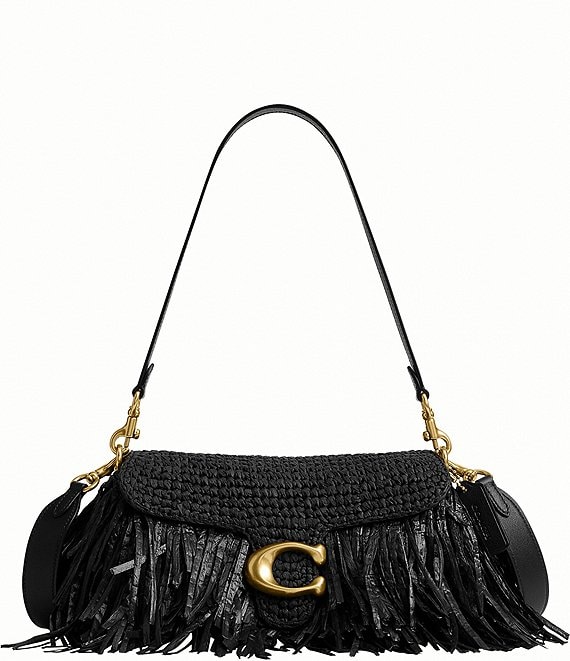 COACH Tabby 26 Straw Fringe Shoulder Bag