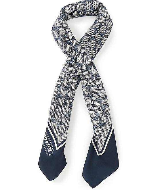 COACH Textured Signature C Print Silk Square Scarf