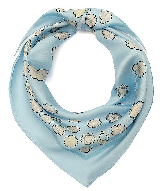 COACH Waterfall Tea Rose Printed Silk Diamond Scarf