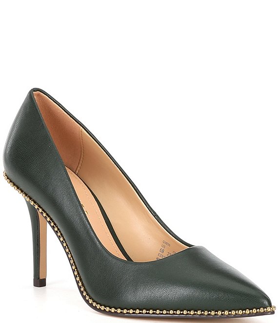 COACH Waverly Beadchain Studded Leather Pumps | Dillard's