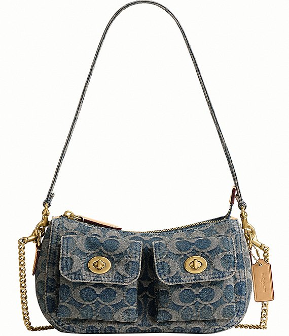 COACH Waverly Loved Denim Twin Turnlock Shoulder Bag | Dillard's