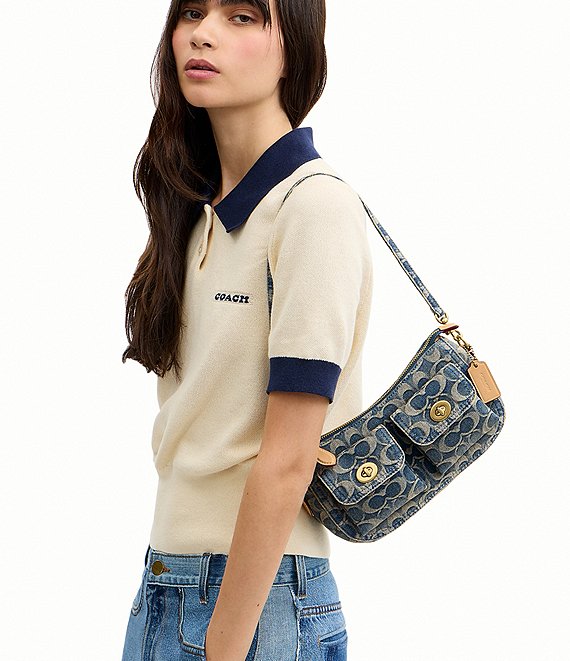 COACH Waverly Loved Denim Twin Turnlock Shoulder Bag | Dillard's