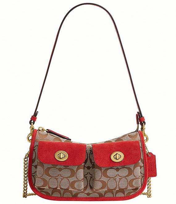 COACH Waverly Signature Jacquard Twin Turn Lock Shoulder Bag