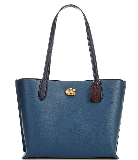 COACH Willow Blue Colorblock Pebble Leather Tote Bag | Dillard's