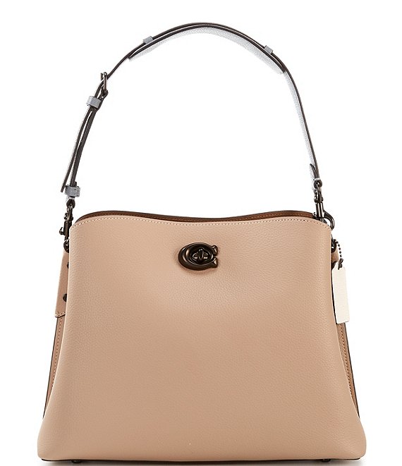 COACH Willow Taupe Leather Turnlock Black Hardware Color Blocked Shoulder  Bag | Dillard\'s