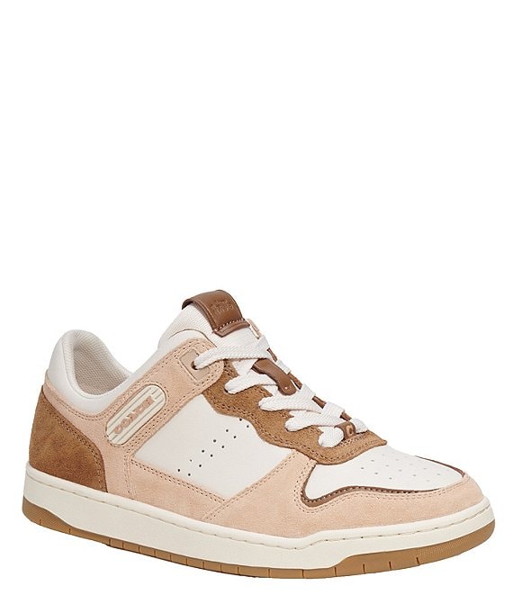 COACH Women's C201 Low-Top Suede and Leather Lace-up Retro Sneakers ...