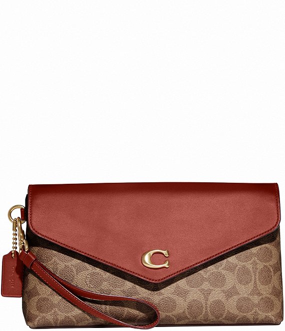 COACH Color Block Coated Canvas Signature Small Wristlet Tan/Chalk/Brass  One Size: Buy Online at Best Price in UAE 
