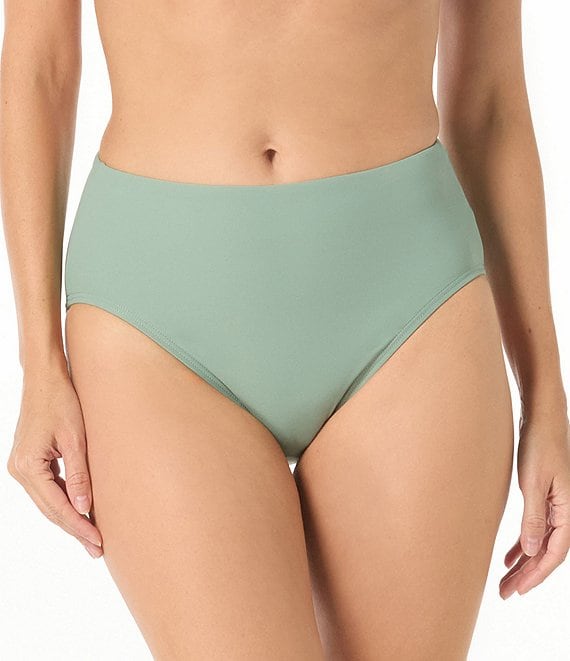 Coco Contours Solid Onyx High Waist Pull-On Swim Bottom