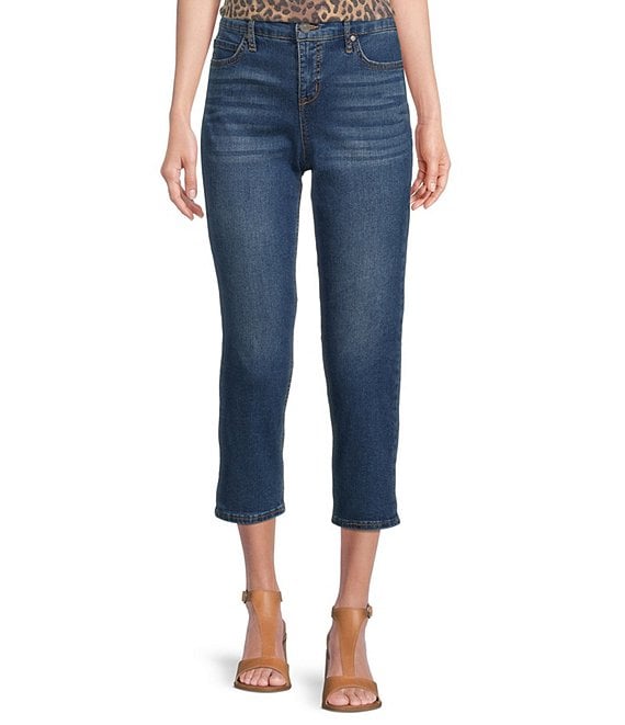 Code Bleu Petite Size 5-Pocket Tapered Leg Cropped Stretch Jeans ...