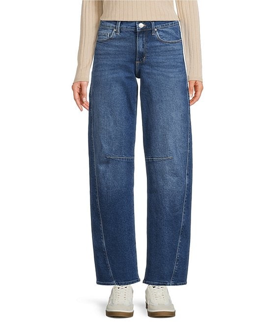 Code Bleu Petite Size High Rise Cropped Barrel Leg Jeans