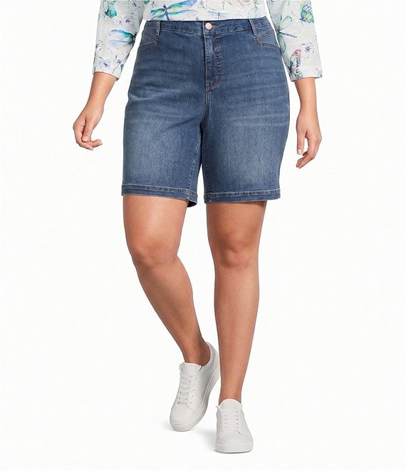 Code Bleu Plus Size Chelsea High Rise Denim Bermuda Shorts